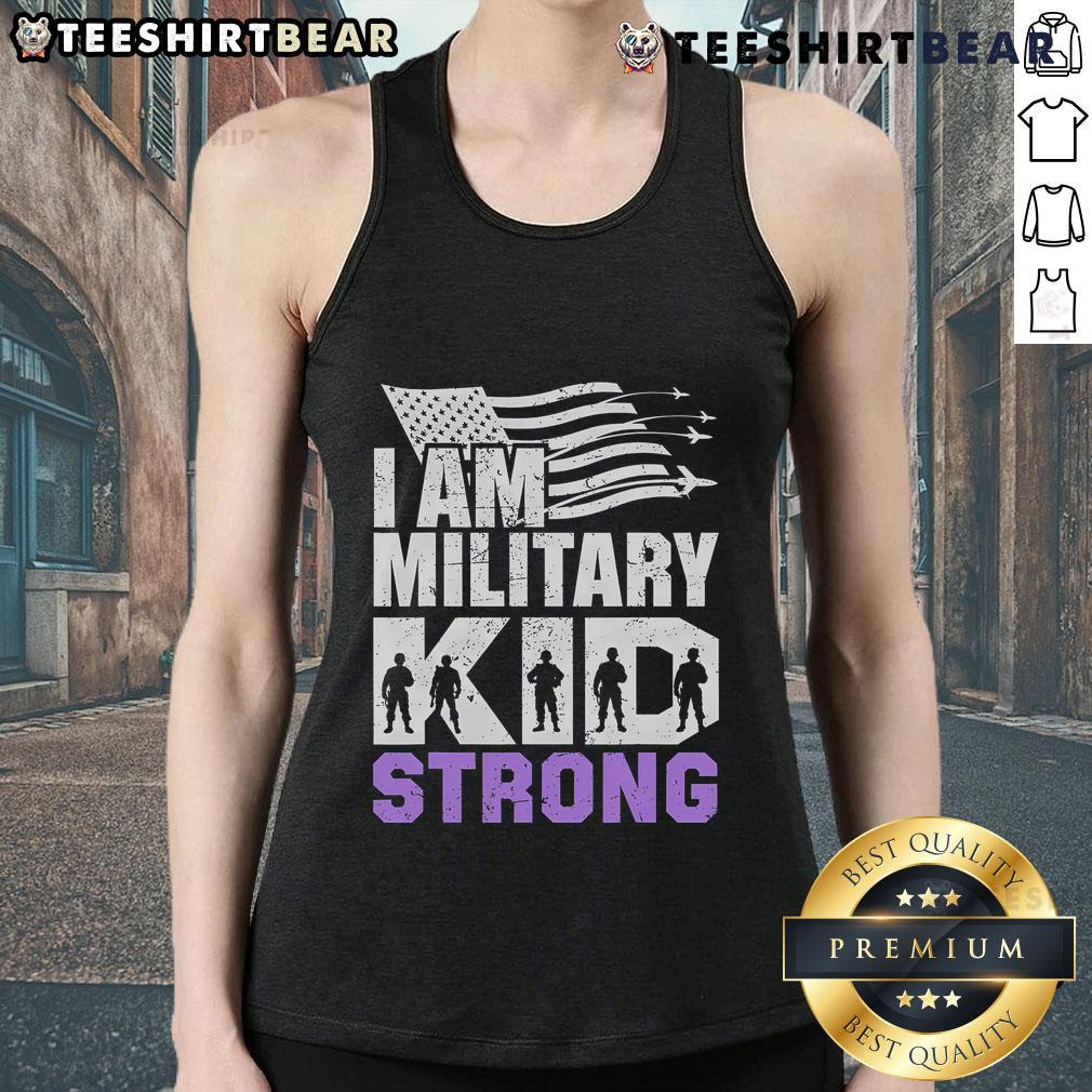 Good I Am Military Strong Purple Tank Top for Military Child Month, showcasing support for military kids in style.