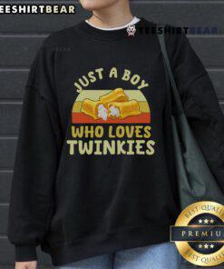 Retro vintage sweatshirt featuring a boy who loves Twinkies, perfect for nostalgic snack lovers.
