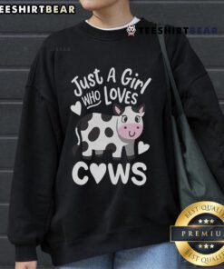 Alt Text: Good Just A Girl Who Loves Cows Sweatshirt design featuring a cute cow graphic, perfect for animal lovers.