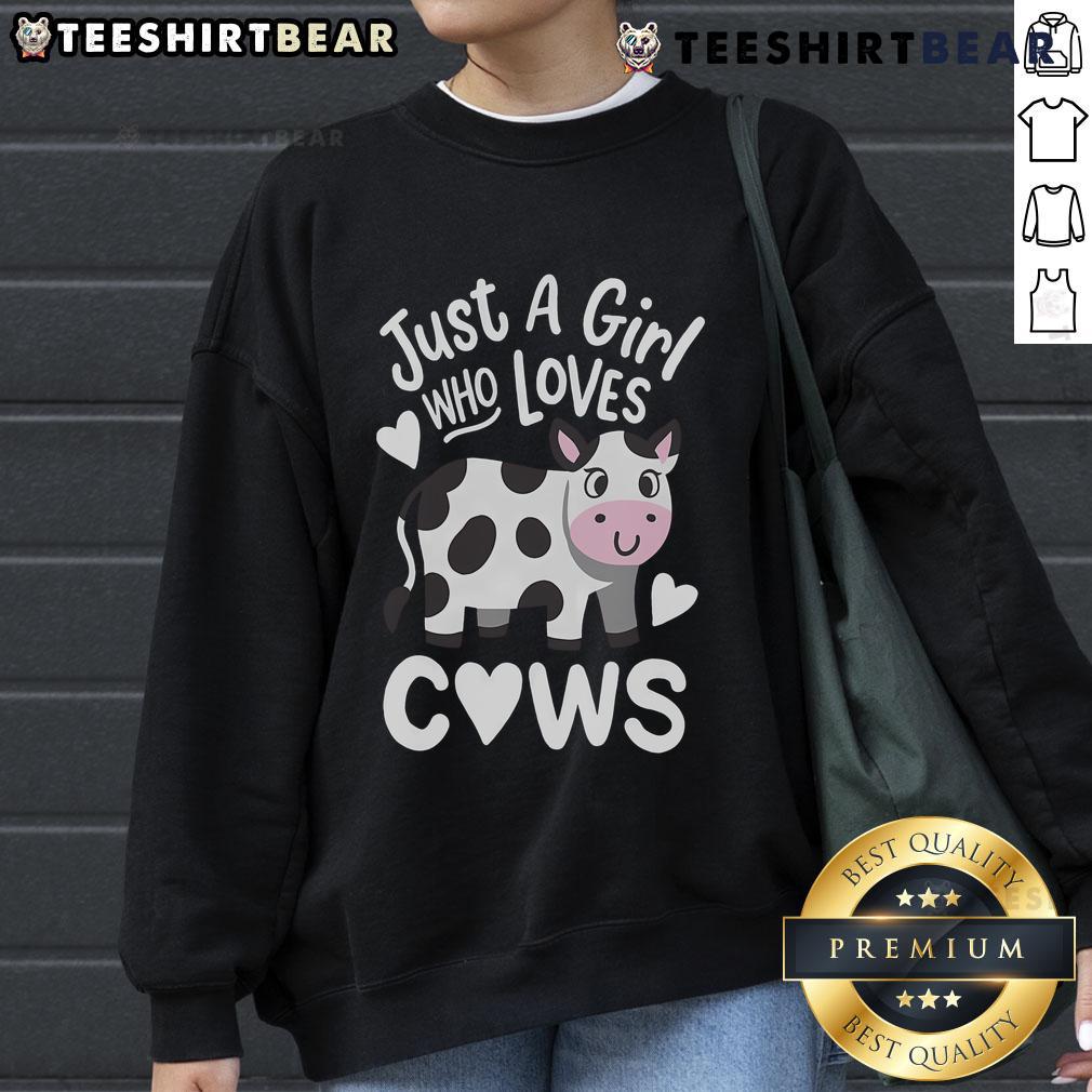 Alt Text: Good Just A Girl Who Loves Cows Sweatshirt design featuring a cute cow graphic, perfect for animal lovers.