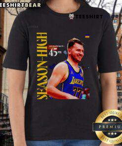 Ladies tee featuring Luka Doncic's 45-point season high for the Los Angeles Lakers in the 2025 NBA season.
