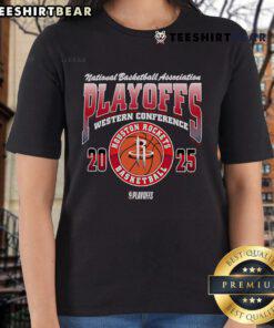 2025 Ladies Tee featuring Houston Rockets design for the Good National Basketball Playoff Eastern Conference.