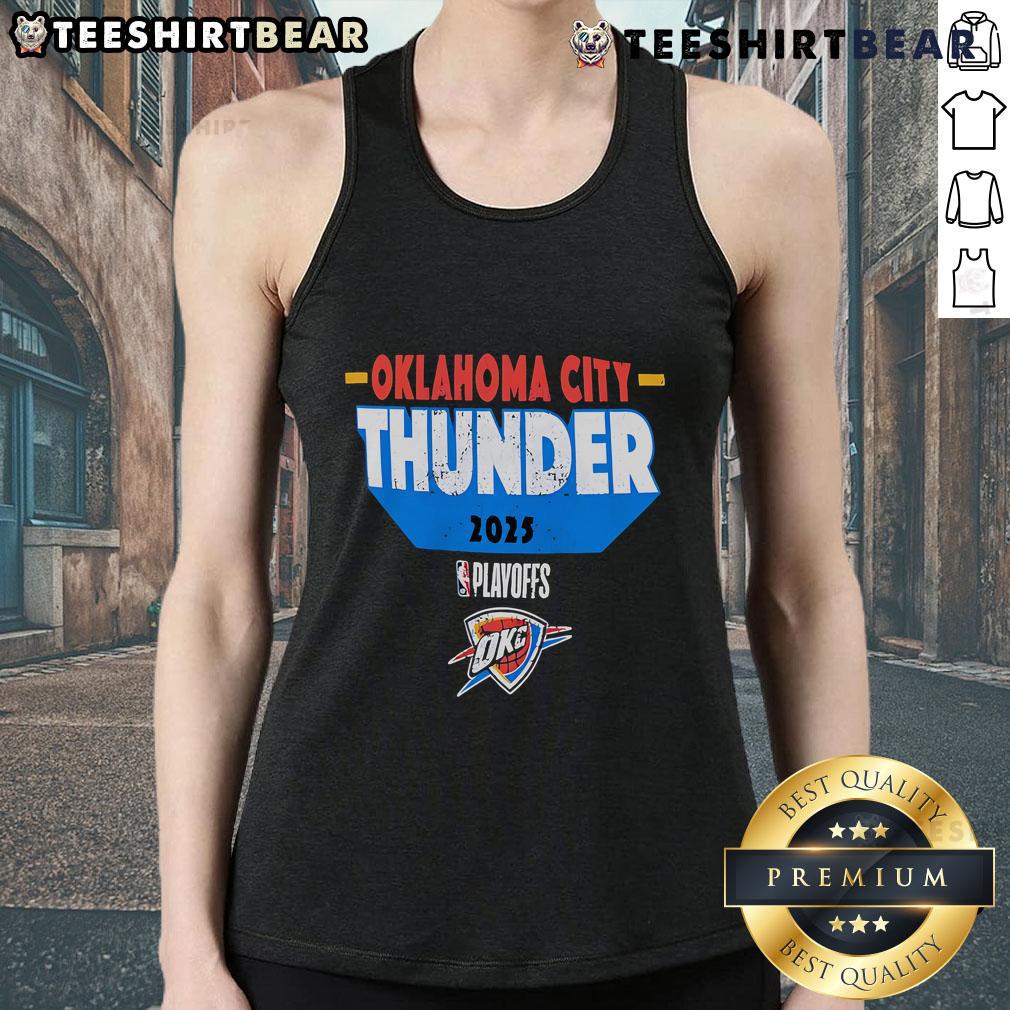 Good Oklahoma City Thunder 2025 Playoff Participant master tank top featuring vibrant team colors and logo design.