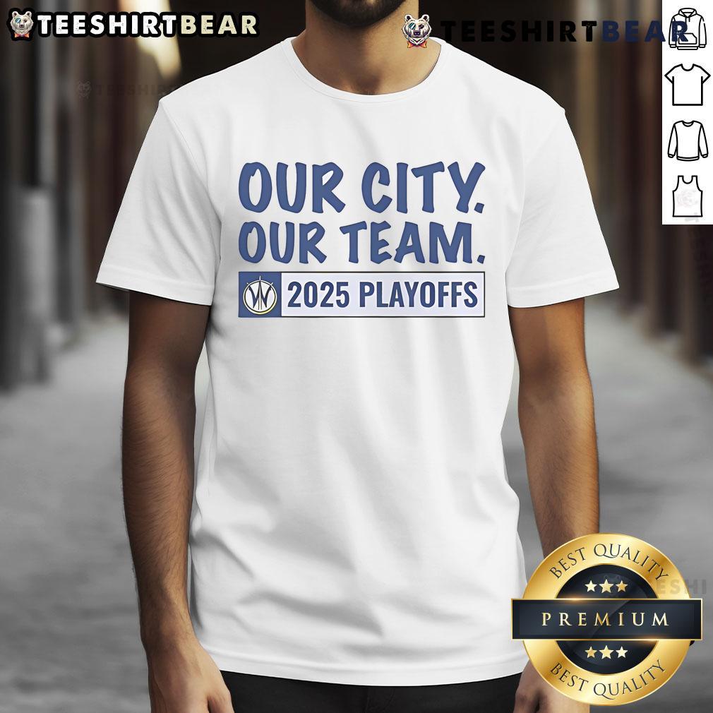 Alt Text: 2025 Santa Cruz Warriors logo t-shirt for Good Our City Our Team playoffs, showcasing team spirit and vibrant design.