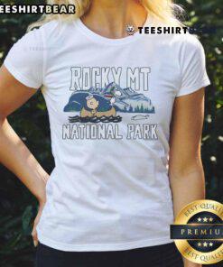 Good Peanuts Charlie Brown tee featuring Rocky Mountain National Park design for ladies, perfect for nature lovers.