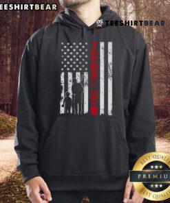 Alt Text: Good Proud Baseball Dad hoodie featuring an American flag design, perfect for Father's Day sports celebrations.