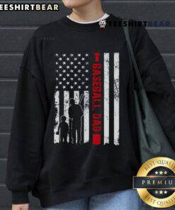 Good Proud Baseball Dad sweatshirt featuring American flag design, perfect gift for Father's Day sports enthusiasts.