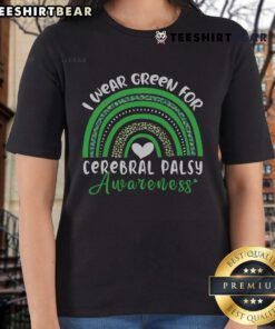 Good Rainbow in March We Wear Green Cerebral Palsy Awareness Ladies Tee featuring a vibrant design promoting awareness.