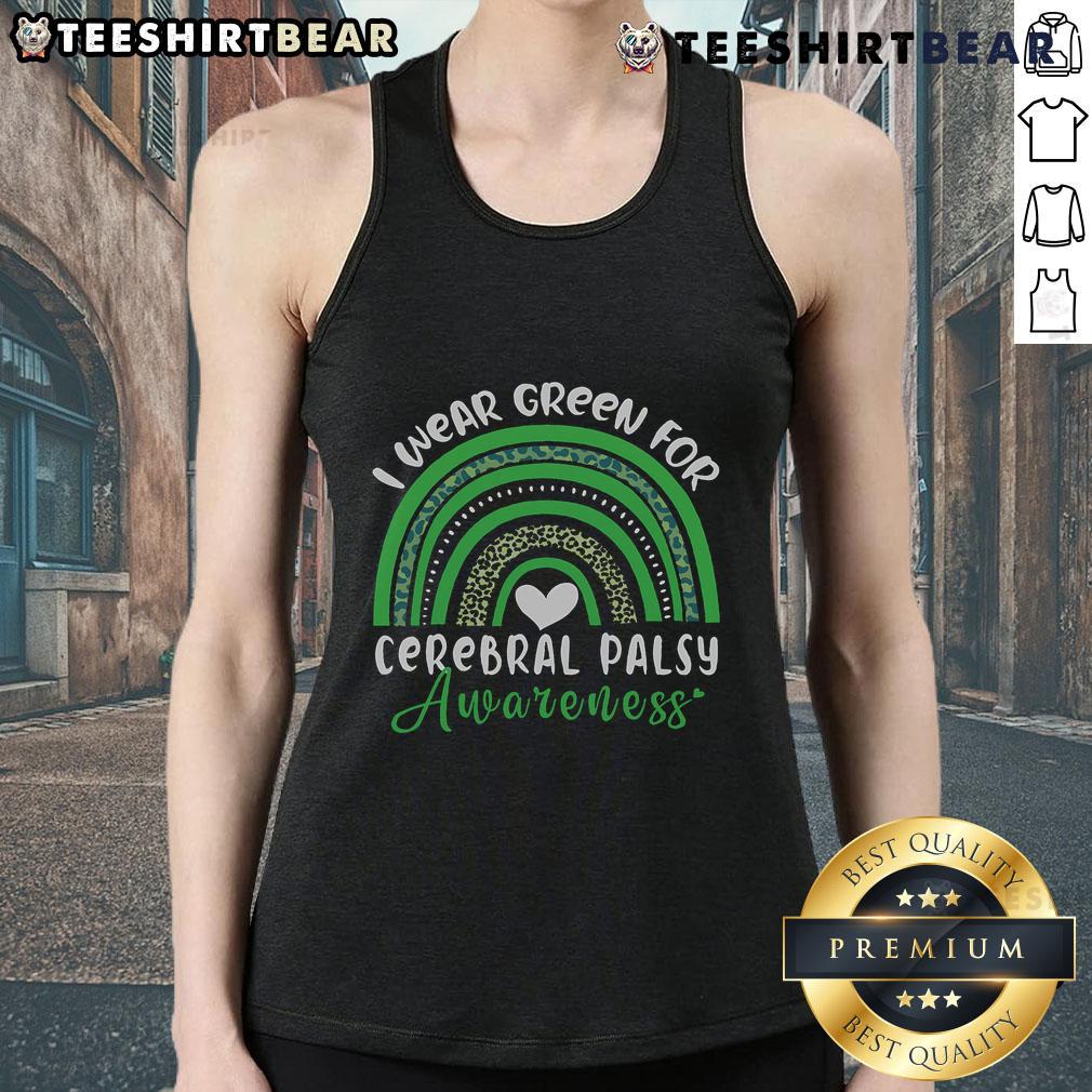 Good Rainbow in March We Wear Green tank top for Cerebral Palsy Awareness, featuring a vibrant rainbow design.