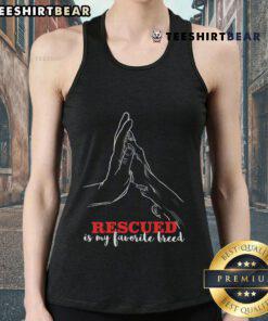 Good Rescued Is My Favorite Breed tank top featuring adorable rescue dogs from an animal shelter.