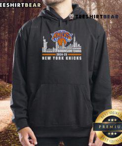 New York Knicks players name hoodie featuring skyline design for 2024-25 season. Perfect for fans and sportswear enthusiasts.