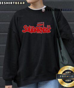 Alt Text: Vintage 'Solidarity' Polish Trade Union sweatshirt from the 1980s, showcasing iconic design and historical significance.