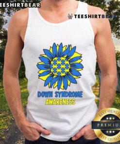 Good Sunflower Down Syndrome Awareness tank top featuring a vibrant sunflower design promoting inclusivity and support.