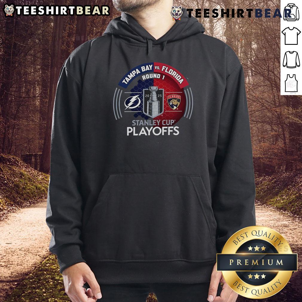 Good Tampa Bay Lightning vs Florida Panthers 2025 Stanley Cup Playoffs hoodie featuring team logos and playoff graphics.