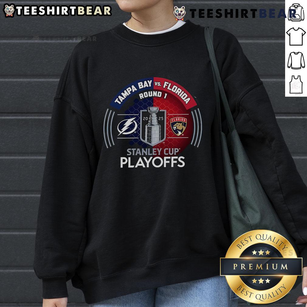 Good Tampa Bay Lightning vs Florida Panthers 2025 Stanley Cup Playoffs sweatshirt showcasing team pride and playoff spirit.