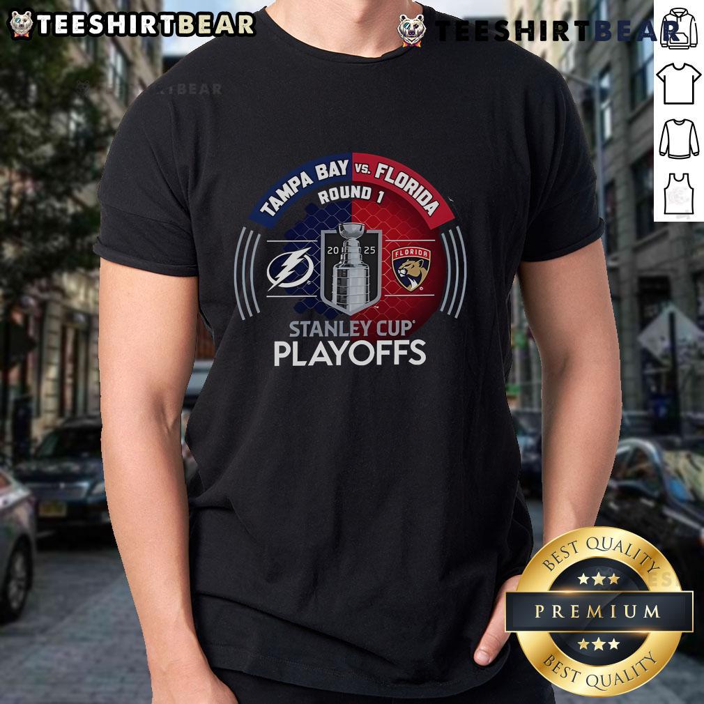 Good Tampa Bay Lightning vs Florida Panthers 2025 Stanley Cup Playoffs T-Shirt featuring vibrant team graphics.