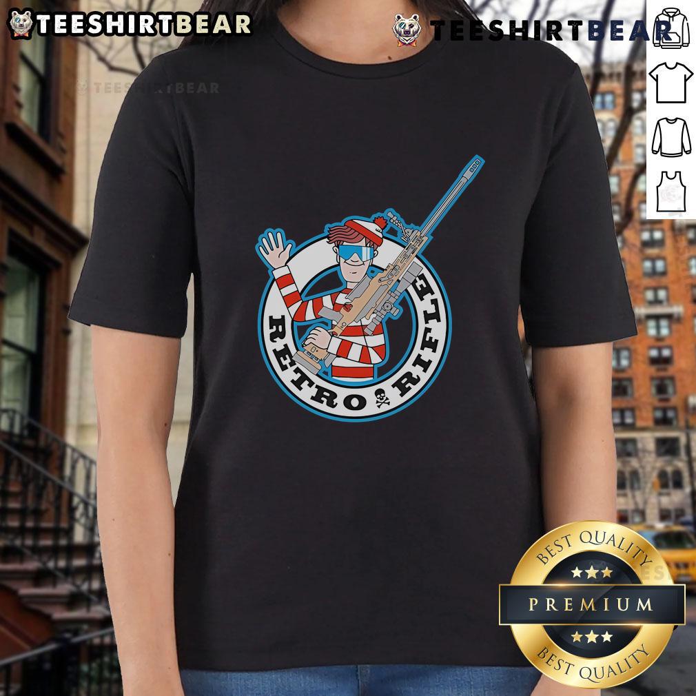 Good Waldo Retro Rifle Ladies Tee featuring a vintage design, perfect for casual outings and rifle enthusiasts.