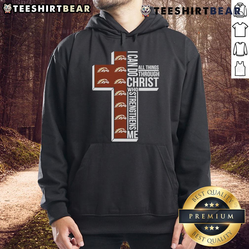 Alt Text: Good Western Michigan Broncos hoodie featuring 'I Can Do All Things Through Christ Who Strengthens Me' design.