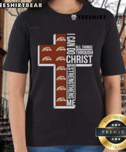 Good Western Michigan Broncos Ladies Tee with 'I Can Do All Things Through Christ Who Strengthens Me' design.