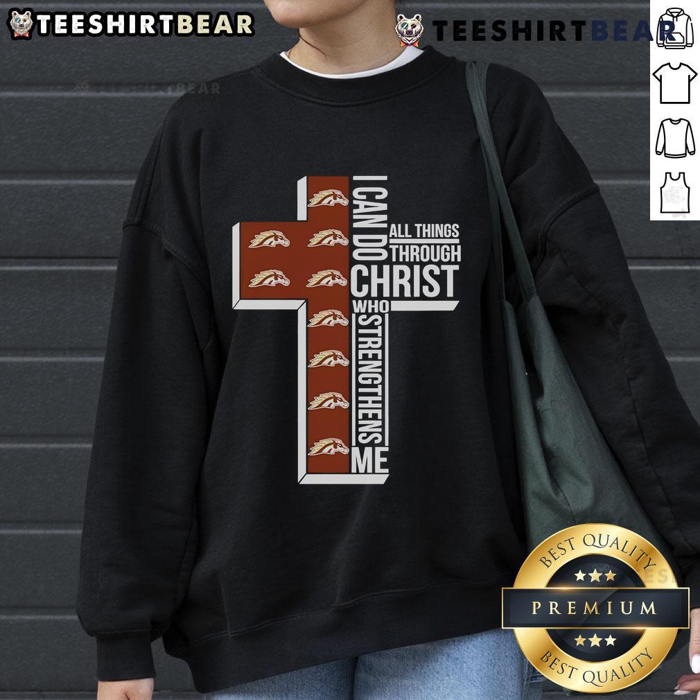 Good Western Michigan Broncos sweatshirt with 'I Can Do All Things Through Christ Who Strengthens Me' design.