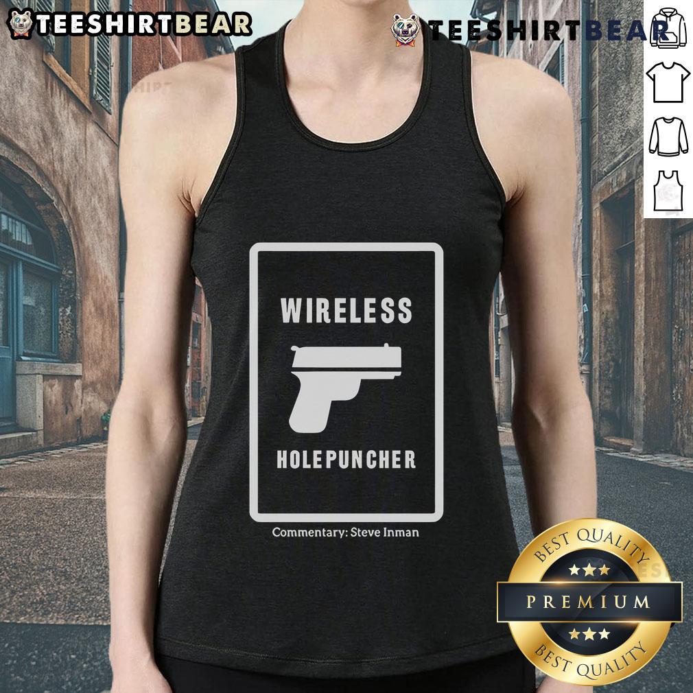 Steve Inman wearing a tank top, providing commentary on the Good Wireless Hole Puncher, showcasing its features.