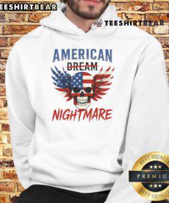 Alt Text: Hot American Dream Nightmare hoodie featuring a skull design and American flag colors, perfect for edgy fashion.