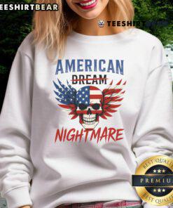 Hot American Dream Nightmare sweatshirt featuring a skull and flag design, perfect for edgy, patriotic fashion.