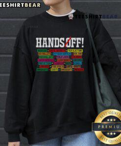 Alt Text: Hot Hands Off Protest Sweatshirt displaying 'Social Security and Medicare Resist' message in bold letters.
