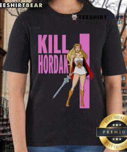 Hot Kill Hordak Ladies Tee featuring a vibrant design of the iconic villain from Masters of the Universe.