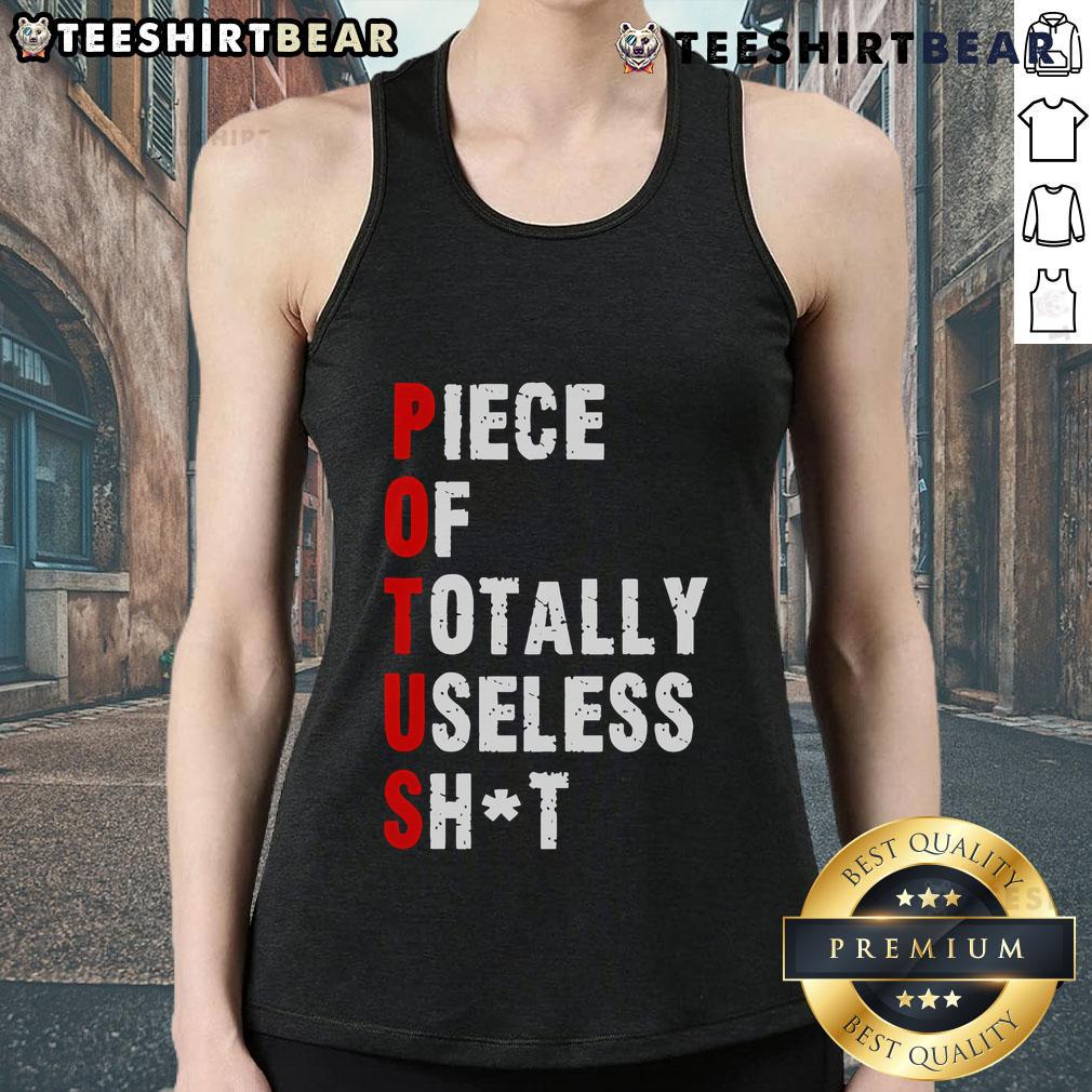 Hot Piece of Totally Useless Shit Trump Tank Top featuring bold graphics and a humorous design for casual wear.