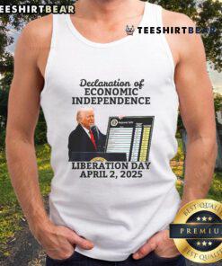 Hot Trump Tariff Chart tank top showcasing economic independence declaration for 2025, vibrant design with bold graphics.