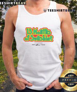Alt Text: Cover of 'Nice: 13 Months of Sunshine' written and performed by Adam Huini, featuring a vibrant tank top design.