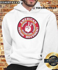 Nice American Indian Movement Nomads Stronghold International Hoodie showcasing indigenous-inspired design and vibrant colors.