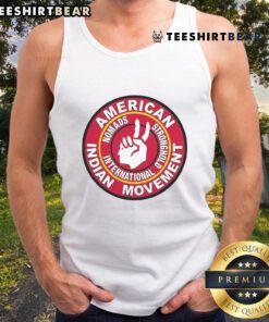 Alt Text: Stronghold International tank top featuring vibrant American Indian Movement design, perfect for nomads and activists.
