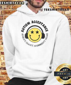 Smiling boy in a hoodie promoting autism acceptance and awareness, showcasing a positive message about autism.