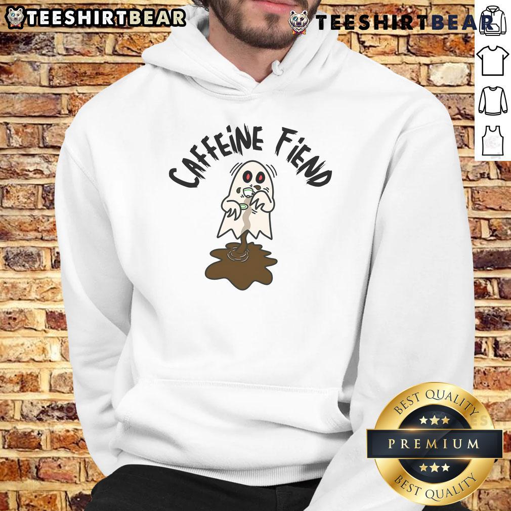Cozy Nice Caffeine Fiend Ghost Hoodie featuring a playful ghost design, perfect for coffee lovers and casual wear.