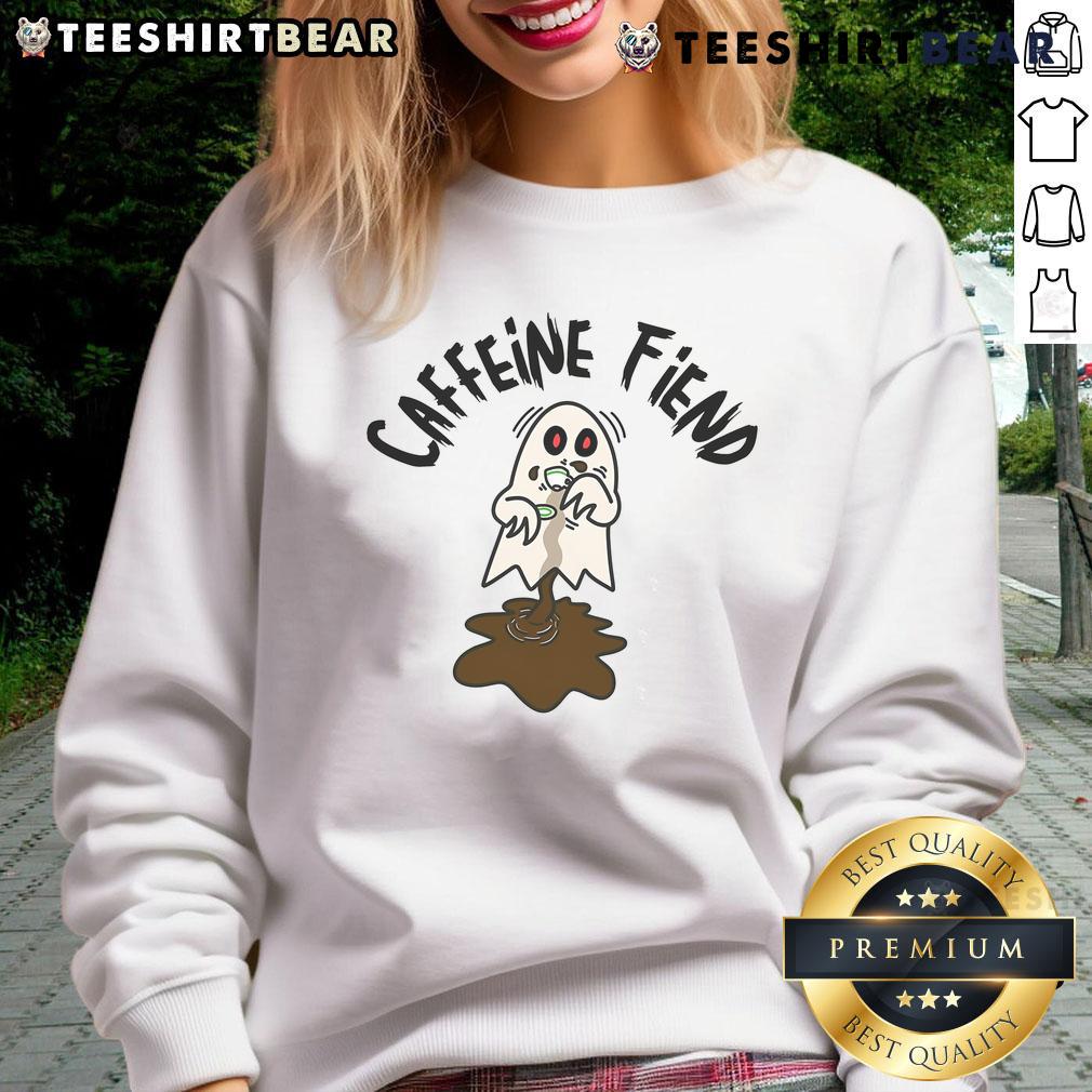 Cozy Nice Caffeine Fiend Ghost Sweatshirt featuring a playful ghost design, perfect for coffee lovers and casual wear.