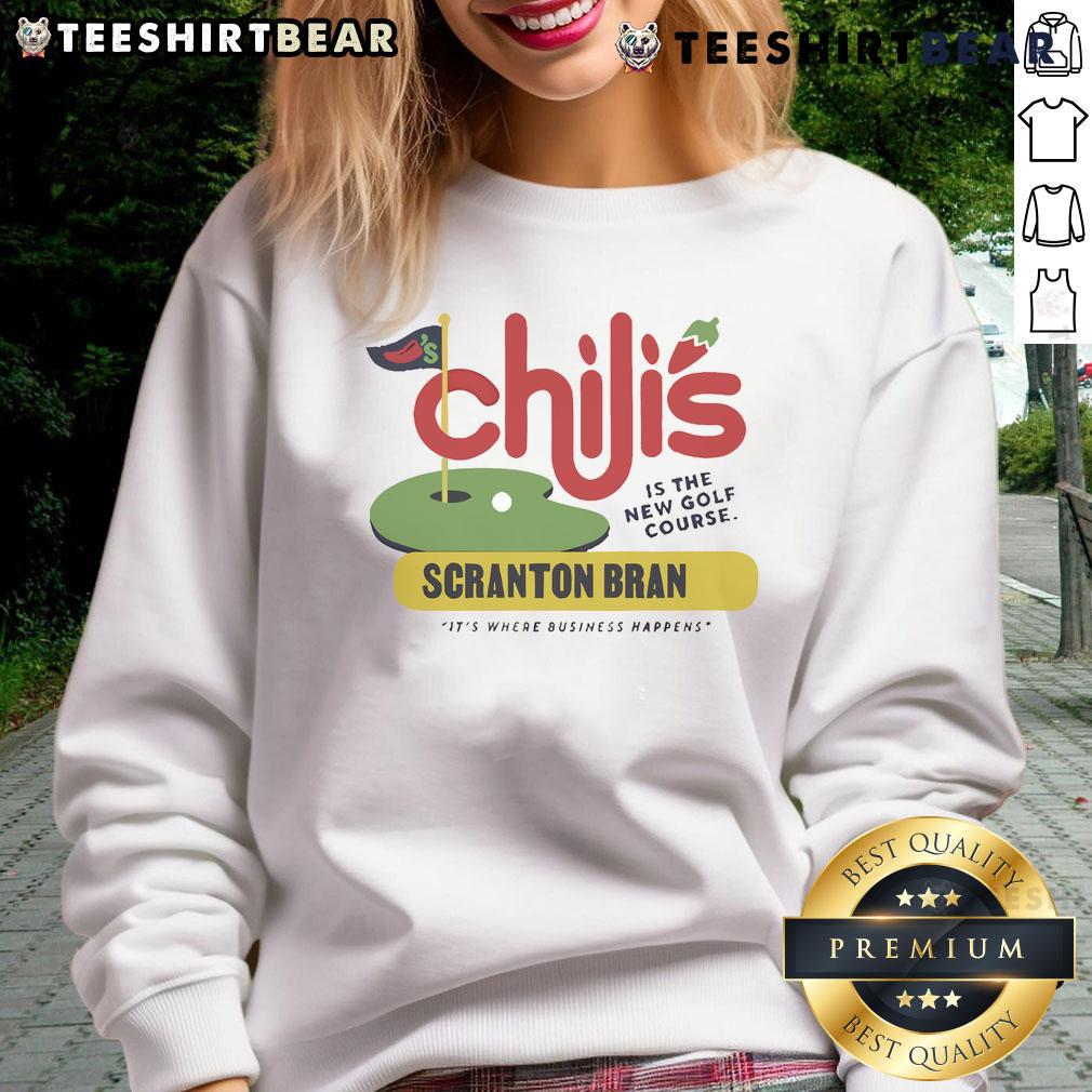 Cozy sweatshirt featuring Nice Chilis Grill Bar Scranton branch, perfect for golf course visits and business gatherings.
