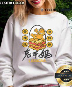 Cozy Nice Garfield lasagna chili oil sweatshirt featuring a vibrant graphic, perfect for fans of the iconic cartoon cat.
