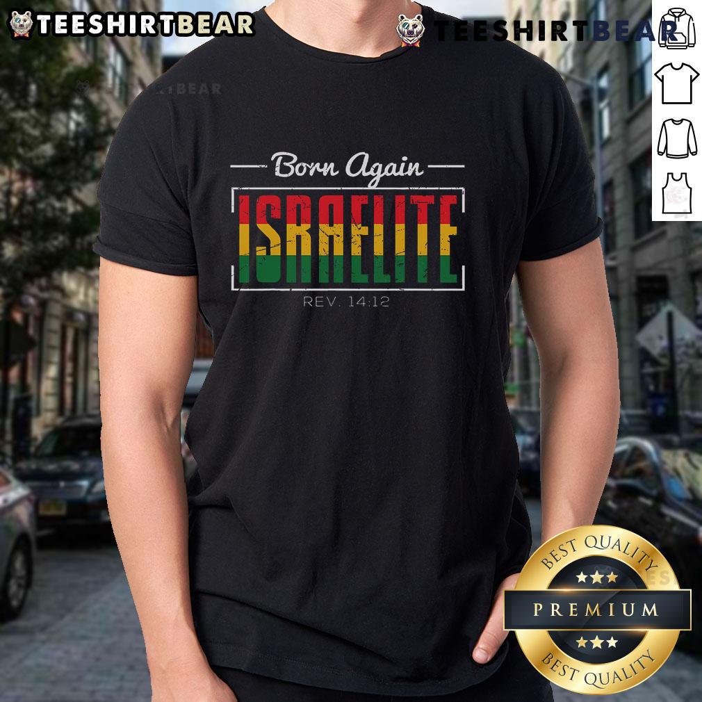 Alt Text: Stylish Hebrew Israelite clothing for women featuring a 'Born Again Israelite Jah' T-shirt design.