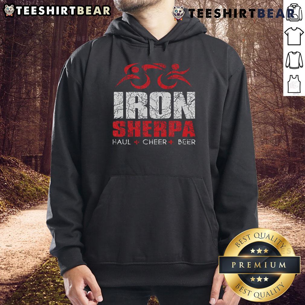 Nice Iron Sherpa Triathlon Hoodie for triathletes, featuring a cheerful beer design perfect for post-race celebrations.