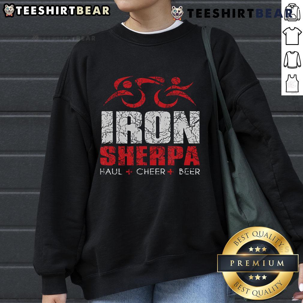 Alt Text: Nice Iron Sherpa Triathlon sweatshirt featuring a triathlete-inspired design, perfect for athletes and fans.