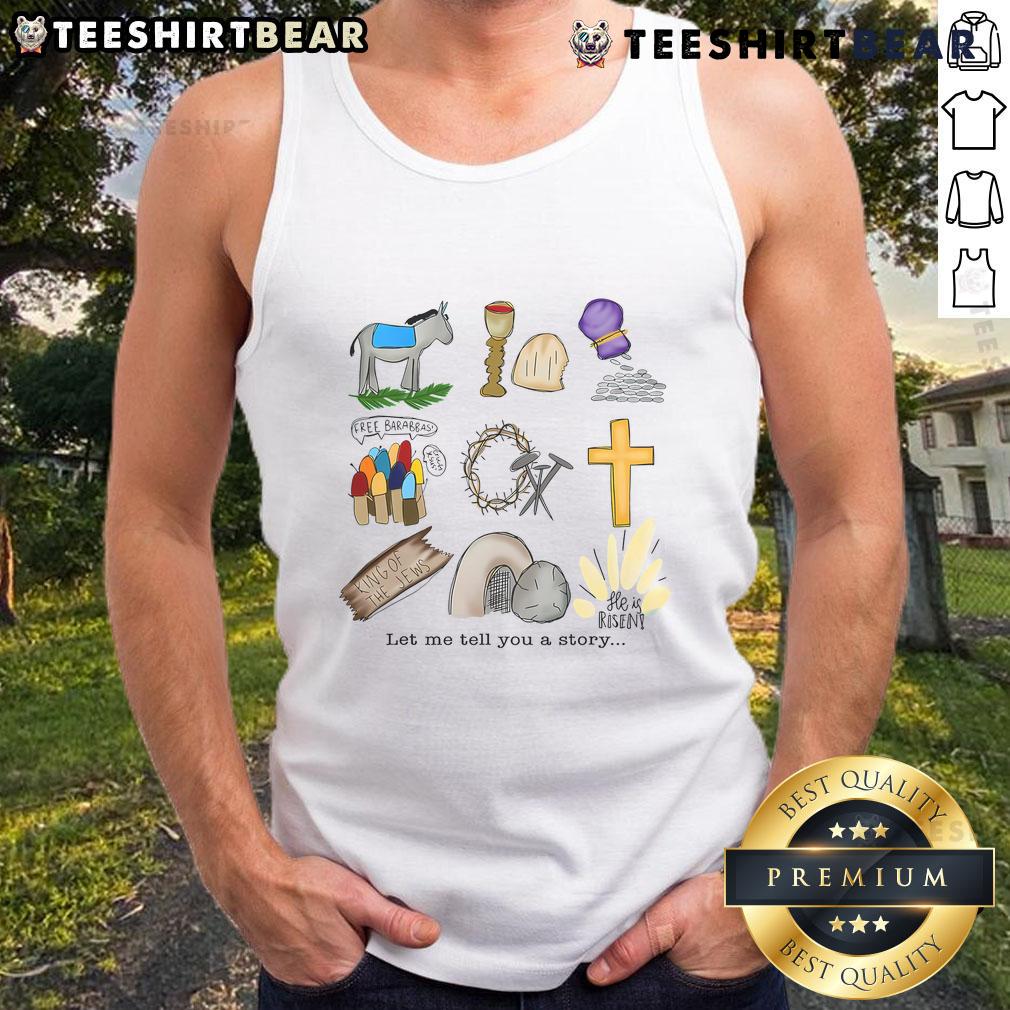 Christian tank top featuring 'He Is Risen' design, perfect for Easter celebrations and sharing uplifting stories.