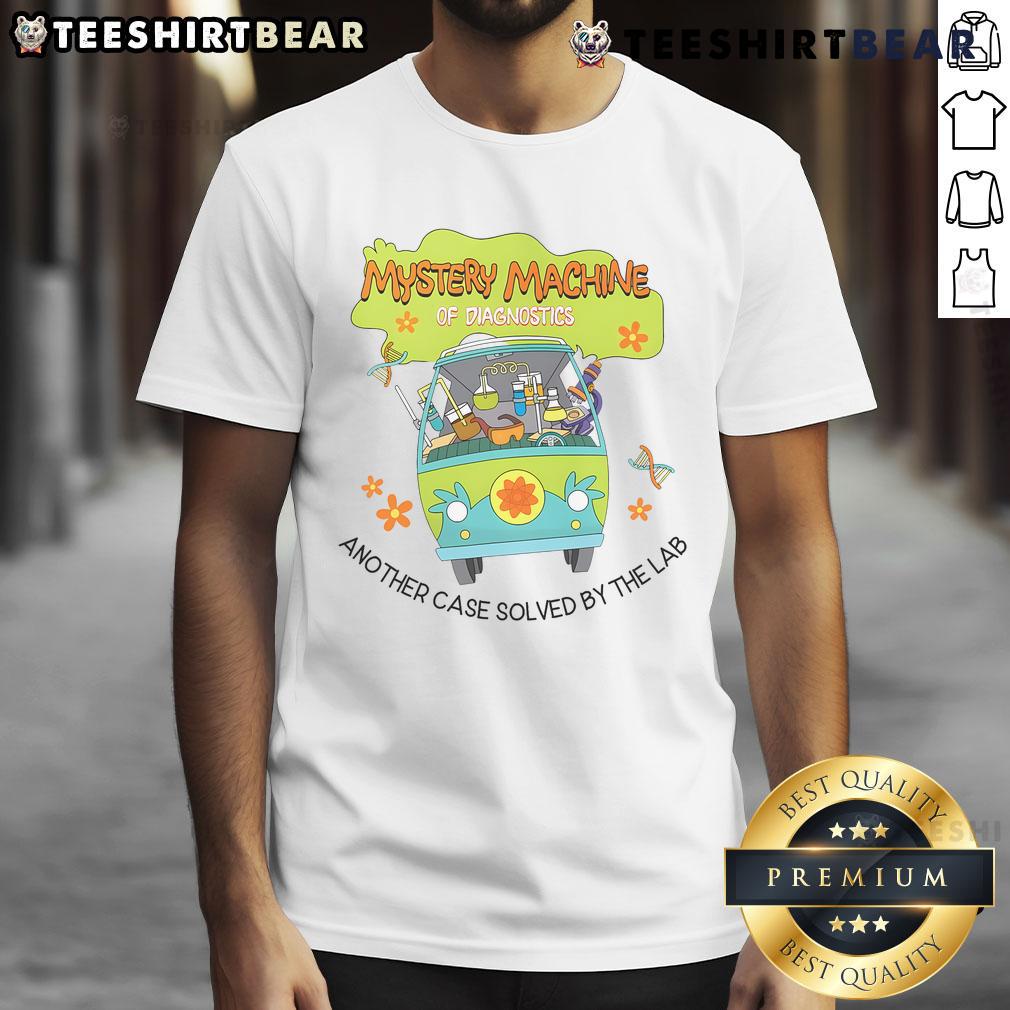 Nice Mystery Machine of Diagnostics t-shirt featuring a fun design celebrating lab investigations and cases solved.