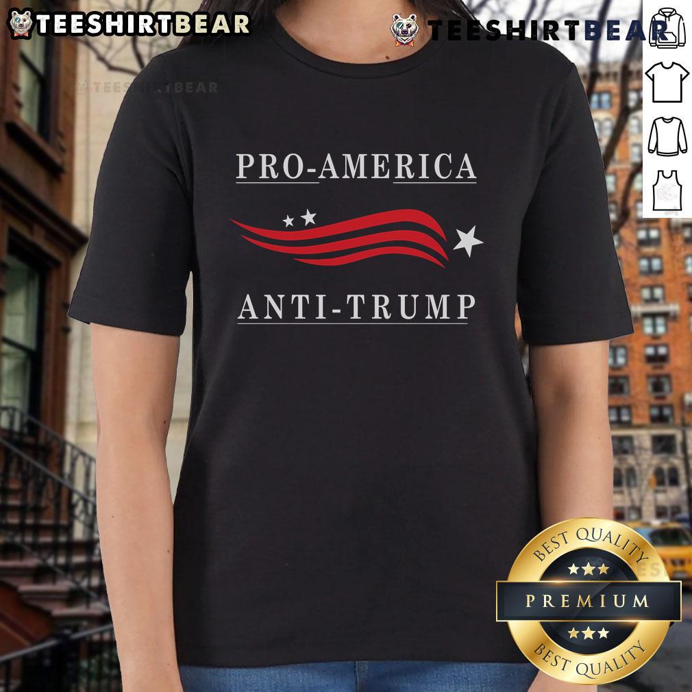 Pro-America anti-Trump ladies tee featuring bold graphics and a stylish design for passionate political supporters.