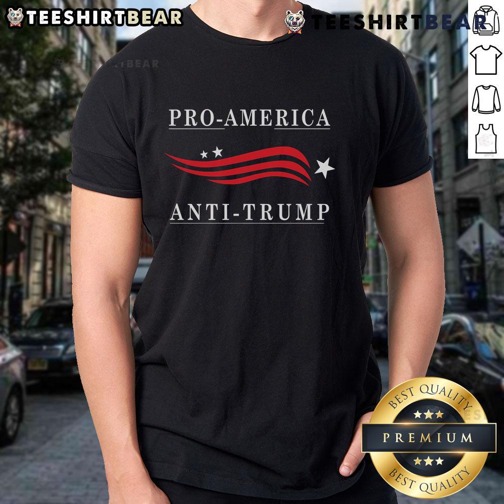 Pro America anti-Trump T-shirt featuring bold graphics and a patriotic design, perfect for expressing political views.