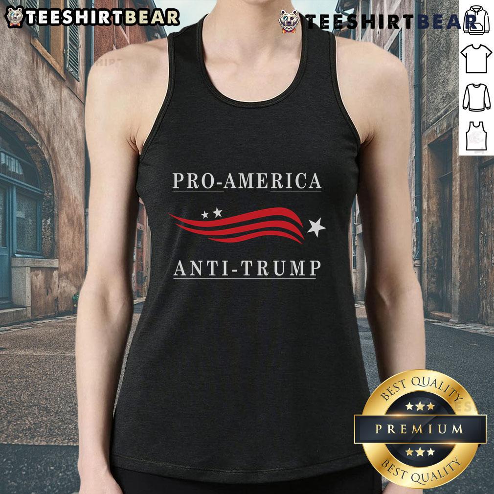 Pro-America anti-Trump tank top featuring bold graphics, perfect for expressing your political stance in style.