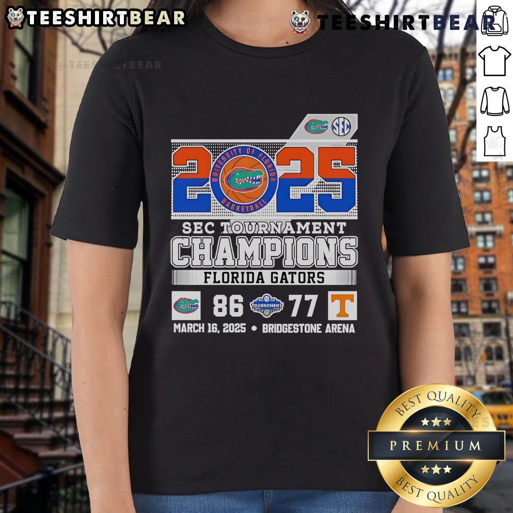 Florida Gators Ladies Tee celebrating SEC Tournament Champions win against Tennessee Volunteers 2025.