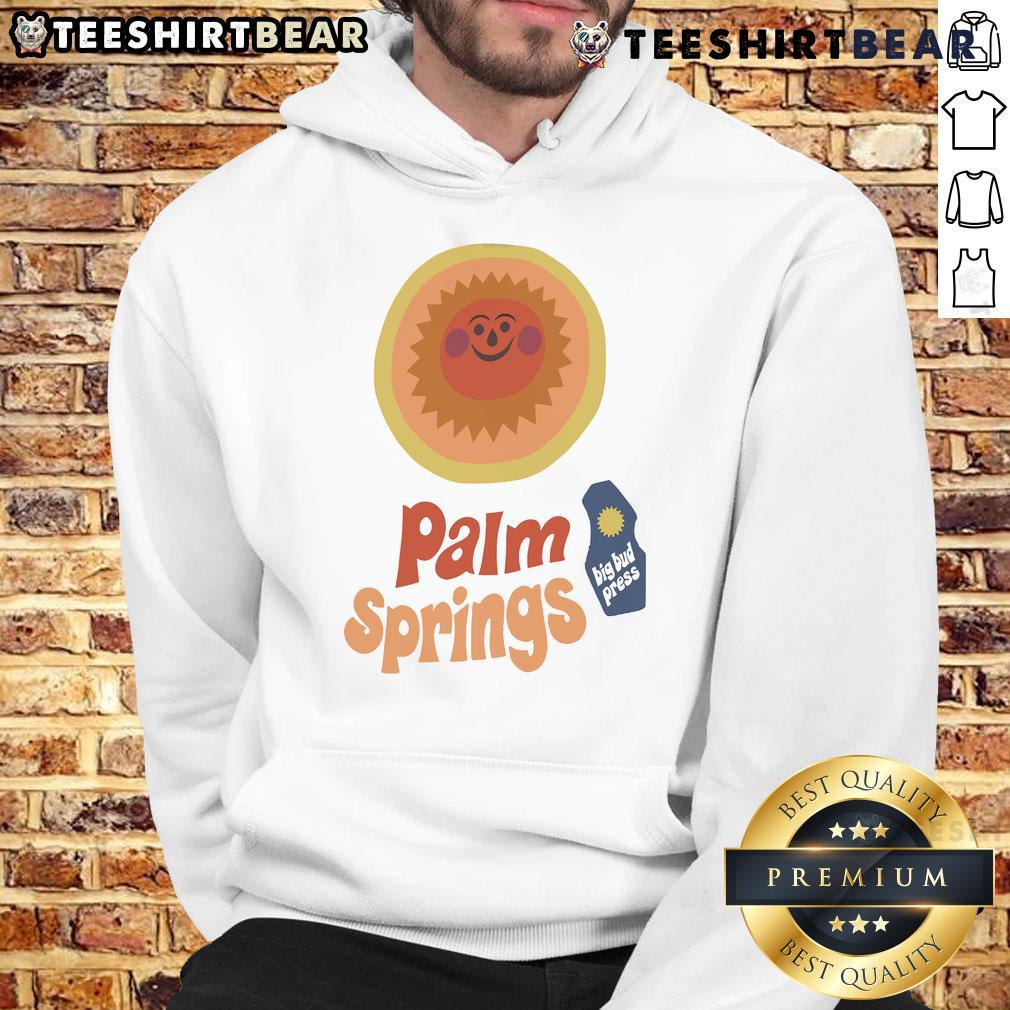 Official Big Bud Press Tourist Palm Springs 2025 hoodie featuring vibrant graphics and trendy design for stylish visitors.