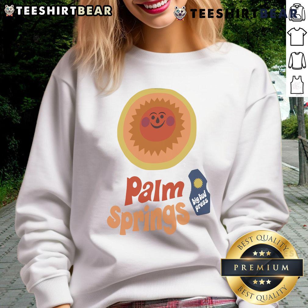 Official Big Bud Press Tourist Palm Springs 2025 Sweatshirt in vibrant colors, perfect for stylish travel enthusiasts.